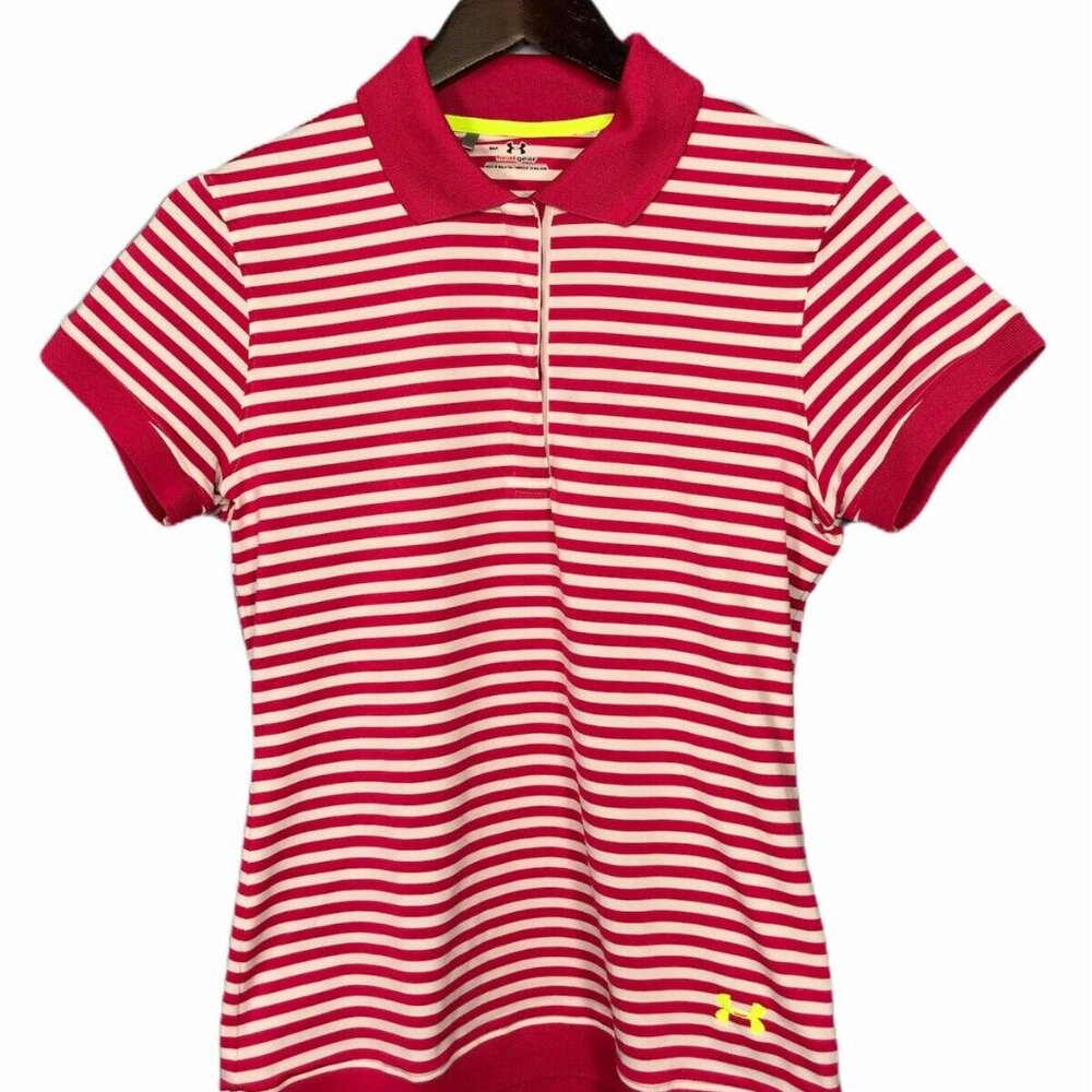 Under Armour Womens HeatGear Striped Polo Shirt S Small